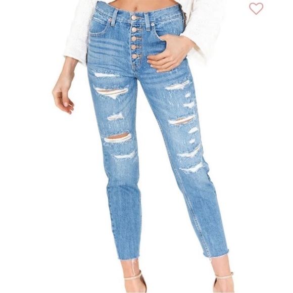 We the Free free people regular high rise distress crop buttonfly Jeans size 26 - Picture 1 of 13